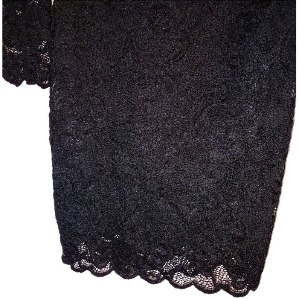 Ambiance Lace Cocktail Dress Body Contouring Long Sleeve Stretch Womens Medium - Picture 10 of 12